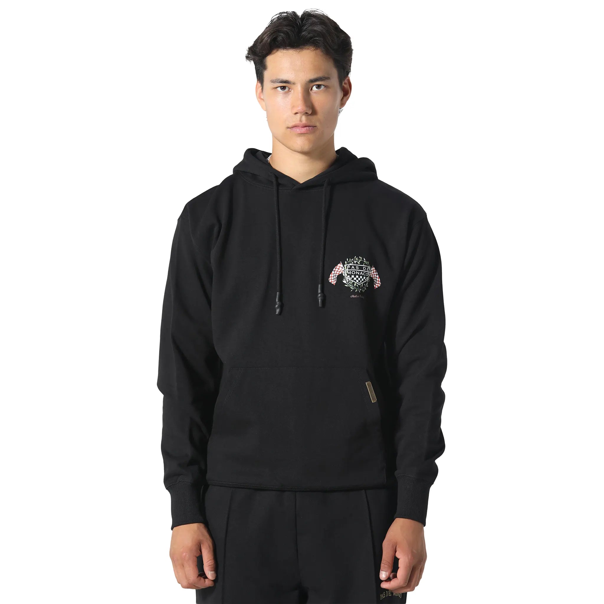 Front View of Pas De Monaco La Race Black Hoodie PKK22S003-Q11